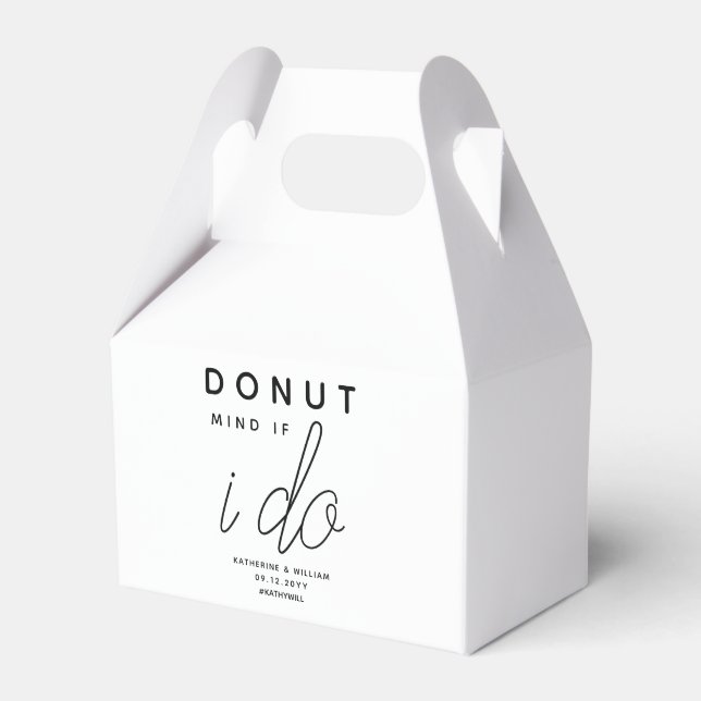 Doughnut Mind If I Do Modern Wedding Favor Box (Front Side)
