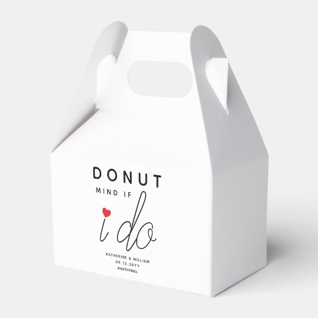 Doughnut Mind If I Do Red Heart Wedding Favor Box (Front Side)