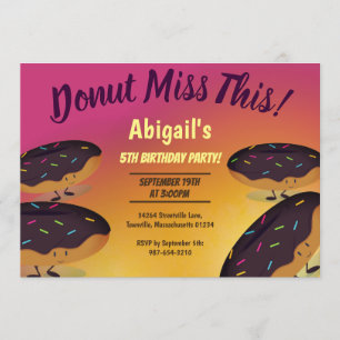 Doughnut Miss This chocolate frosted doughnut birt Invitation