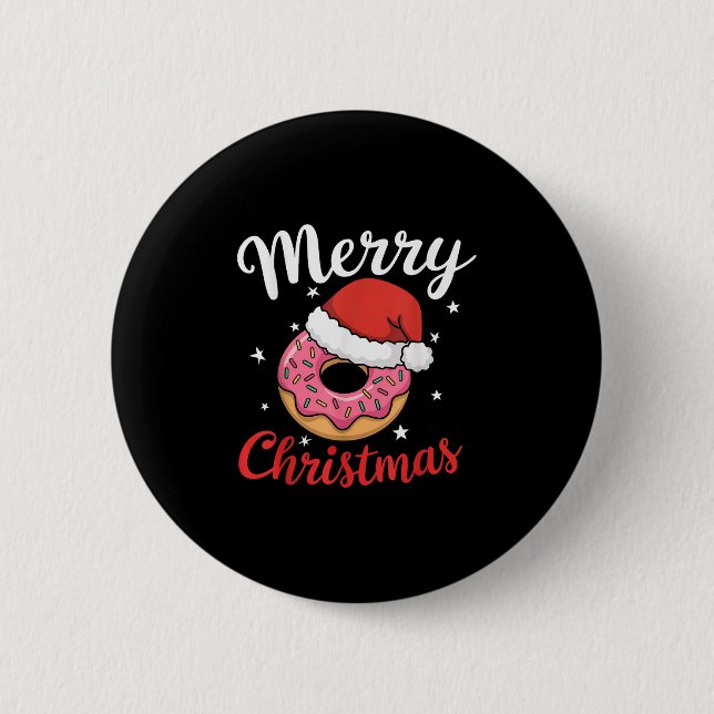 Doughnut Pajama Xmas Santa Doughnuts Christmas Kid 2 Inch Round Button (Front)