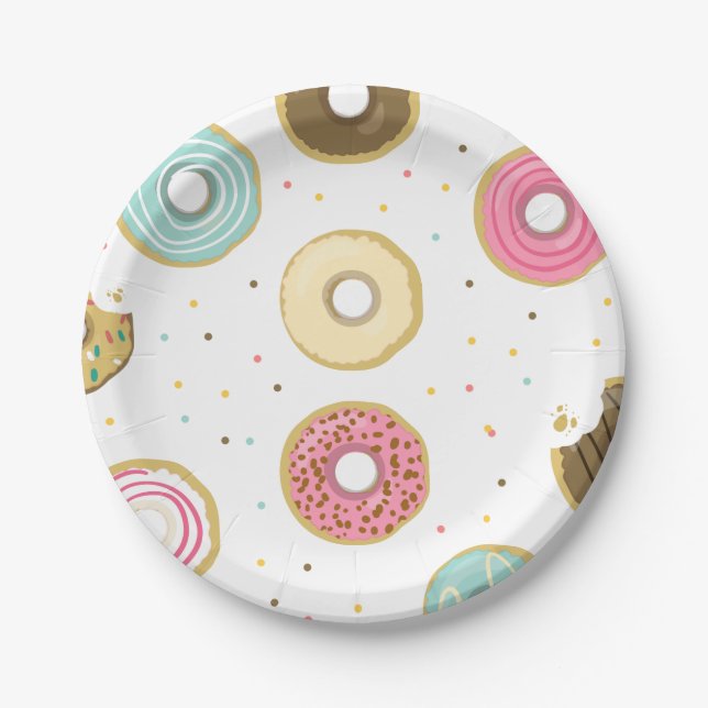 Doughnut Paper Plates Pink Birthday shower Doughnu (Front)