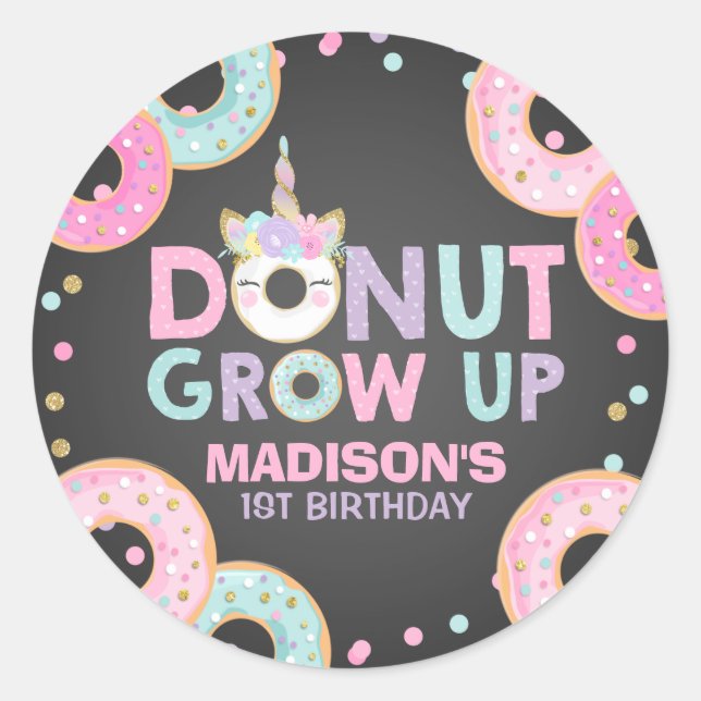 Doughnut Party Favour Tag Sticker Seal Doughnut Gr (Front)