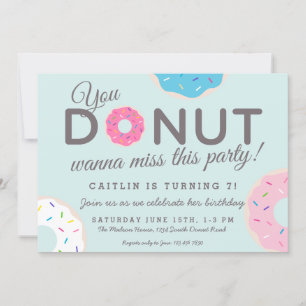 Doughnut Party Invitations   Doughnut Birthday Par