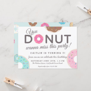 Doughnut Party Invitations   Doughnut Birthday Par