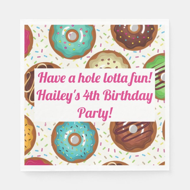 Doughnut Party Personalized Napkins (Front)
