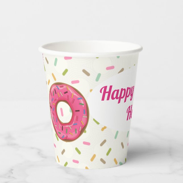 Doughnut Party Personalized  Paper Cups (Front)