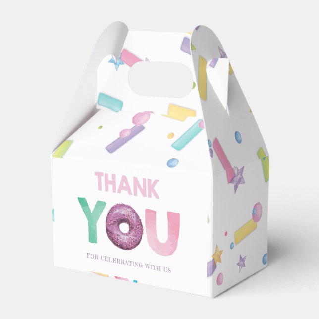 Doughnut Party personalized Thank you Favor Box (Front Side)