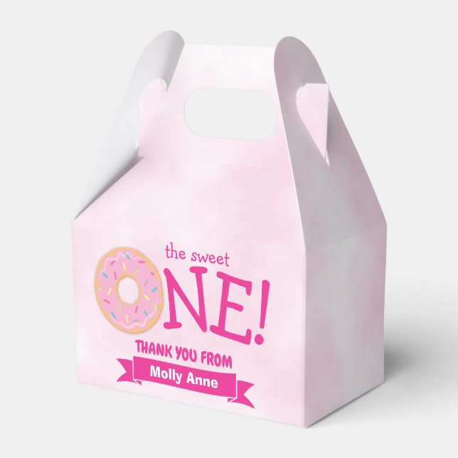 Doughnut Party Rainbow Sprinkles Girl First Birthd Favor Box (Front Side)
