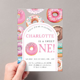 Doughnut Pattern 1st Birthday Party First Sweet On Acrylic Invitations