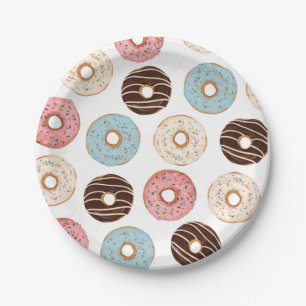 Doughnut Pattern Birthday Paper Plates
