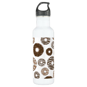 Doughnut Pattern, Chocolate Doughnuts, Caramel Dou 710 Ml Water Bottle