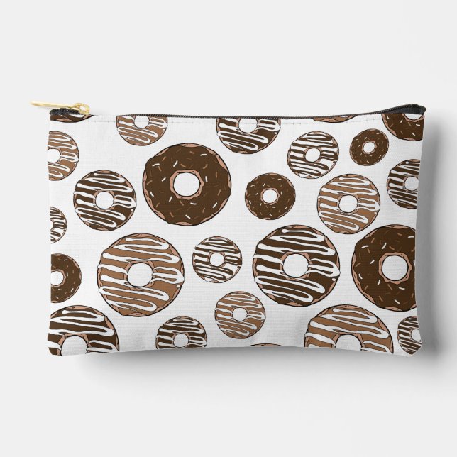 Doughnut Pattern, Chocolate Doughnuts, Caramel Dou Accessory Pouch (Front)