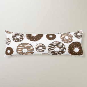 Doughnut Pattern, Chocolate Doughnuts, Caramel Dou Body Pillow
