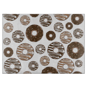 Doughnut Pattern, Chocolate Doughnuts, Caramel Dou Cutting Board