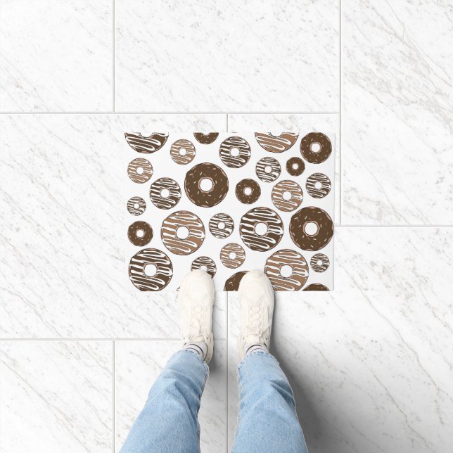 Doughnut Pattern, Chocolate Doughnuts, Caramel Dou Doormat (Indoor)