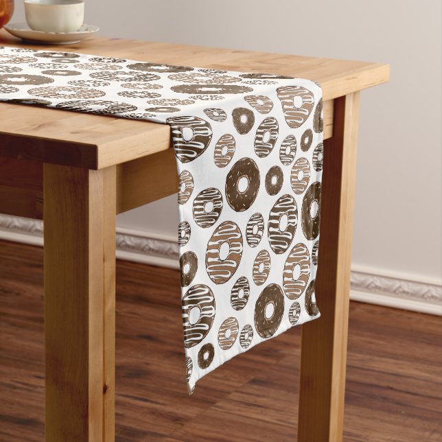 Doughnut Pattern, Chocolate Doughnuts, Caramel Dou Medium Table Runner (In Situ)