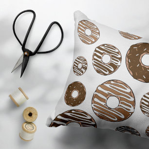 Doughnut Pattern, Chocolate Doughnuts, Caramel Dou Pillowcase