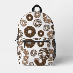 Doughnut Pattern, Chocolate Doughnuts, Caramel Dou Printed Backpack