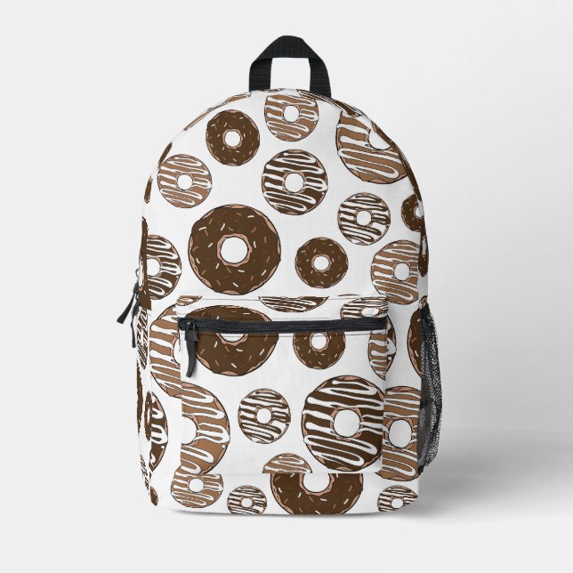Doughnut Pattern, Chocolate Doughnuts, Caramel Dou Printed Backpack (Front)