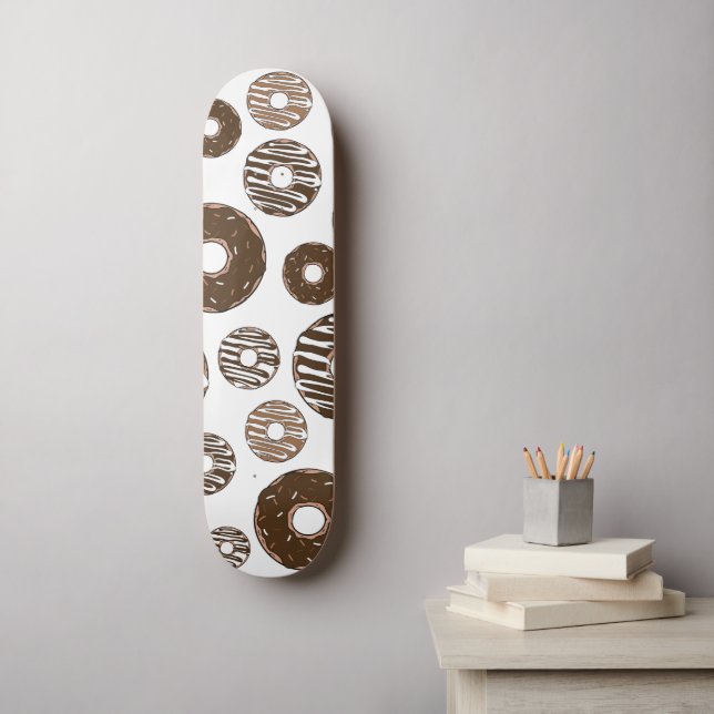 Doughnut Pattern, Chocolate Doughnuts, Caramel Dou Skateboard (Wall Art)