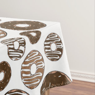 Doughnut Pattern, Chocolate Doughnuts, Caramel Dou Tablecloth