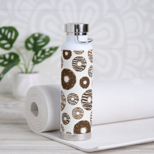 Doughnut Pattern, Chocolate Doughnuts, Caramel Dou Water Bottle