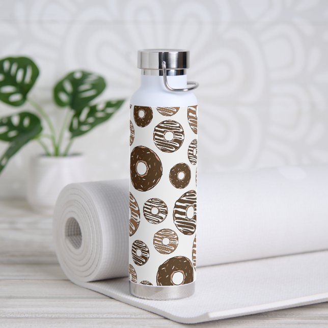 Doughnut Pattern, Chocolate Doughnuts, Caramel Dou Water Bottle (Yoga)