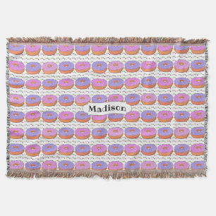 Doughnut Pattern custom name throw blanket