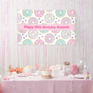 Doughnut Pattern Cute Colourful Birthday Banner