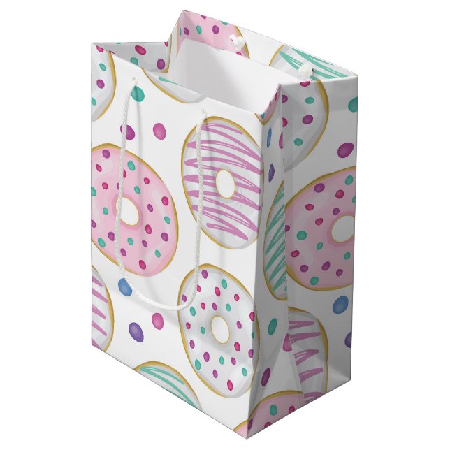 Doughnut Pattern Cute Colourful Medium Gift Bag (Front Angled)