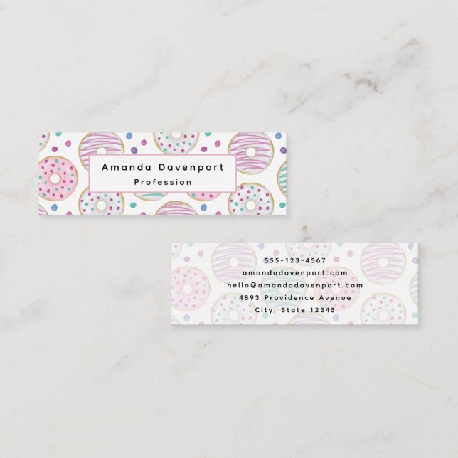 Doughnut Pattern Cute Colourful Mini Business Card (Front/Back)
