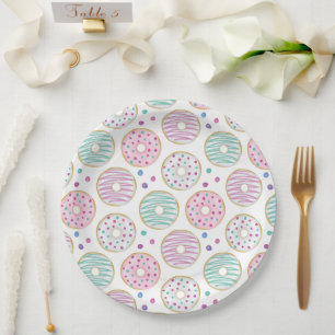 Doughnut Pattern Cute Colourful Paper Plate