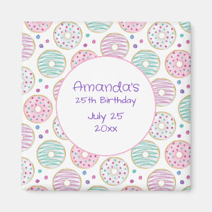 Doughnut Pattern Cute Colourful Save the Date Magnet