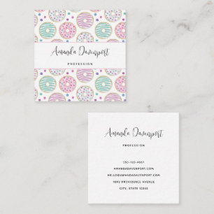 Doughnut Pattern Cute Colourful Square Business Card
