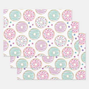 Doughnut Pattern Cute Colourful Wrapping Paper Sheet