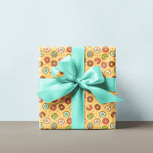 Doughnut Pattern Orange Cream Wrapping Paper