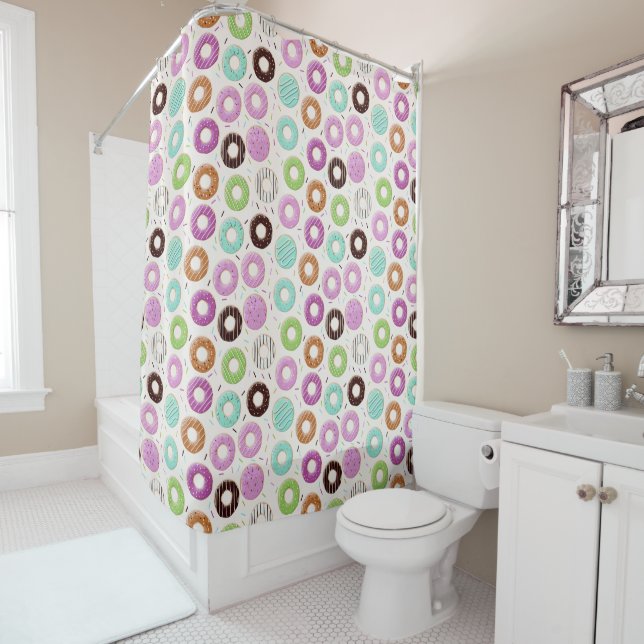 Doughnut Pattern shower curtain (In Situ)