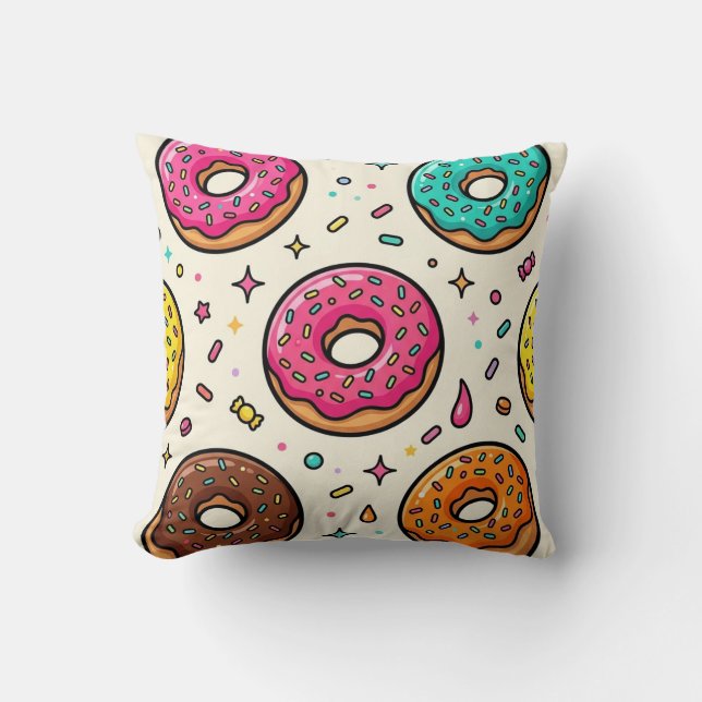 Doughnut Pattern Throw Pillow (Front)
