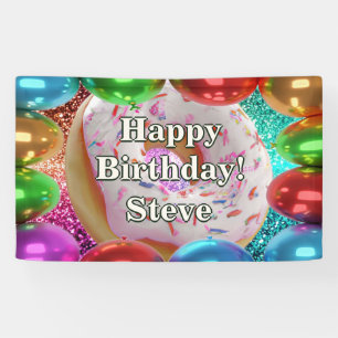 Doughnut Personalized character birthday banner