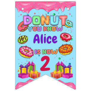 Doughnut Personalized Colour Sprinkle Birthday Par Bunting Flags