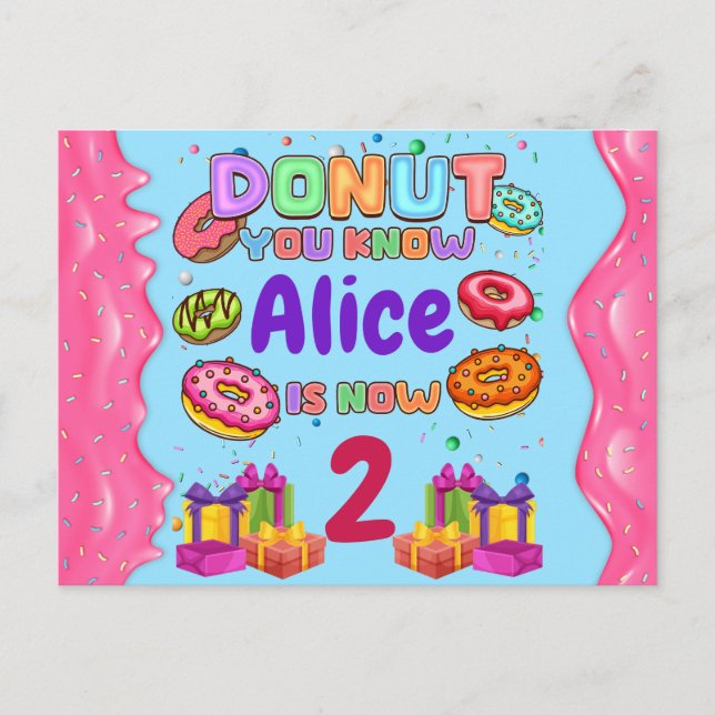 Doughnut Personalized Colour Sprinkle Birthday Par Holiday Postcard (Front)