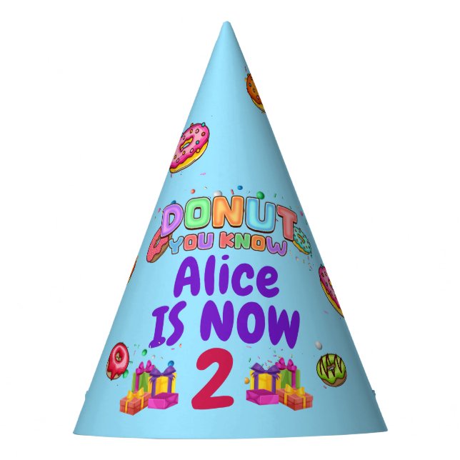 Doughnut Personalized Colour Sprinkle Birthday Par Party Hat (Front)