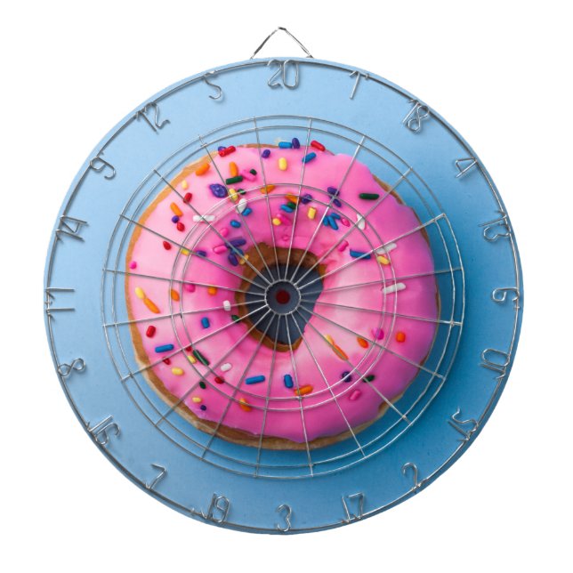 Doughnut photo blue and pink modern Dartboard (Front)