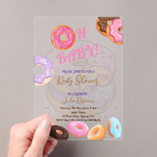 Doughnut pink Baby Shower  Acrylic Invitations
