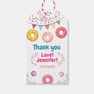 Doughnut pink Birthday Thanks a Gift Tags