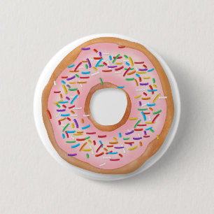 Doughnut Pink Frosting Sprinkles Cute Food   2 Inch Round Button