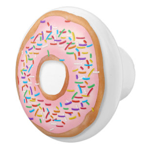 Doughnut Pink Frosting Sprinkles Cute Food Ceramic Knob