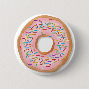 Doughnut Pink Frosting Sprinkles Cute Food   Dough 2 Inch Round Button