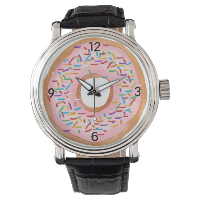 Doughnut Pink Frosting Sprinkles Cute Food | Dough Watch (Front)
