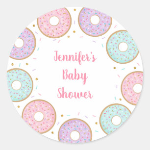 Doughnut Pink Gold Pastel Birthday Classic Round Sticker
